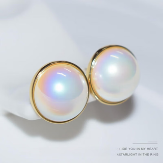 Half a grain of old phoenix gold store's aurora maple pearl design earrings 17-18mm ocean mother-of-pearl starry sky aurora maple earrings 17-18mm