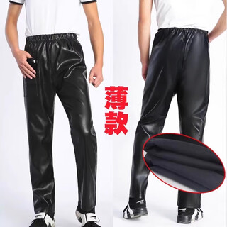 Men's leather jacket plus velvet thickening large size suit men's windproof and cold-proof casual hooded cycling cotton leather jacket top pants regular spring and autumn style non-velvet leather pants xl