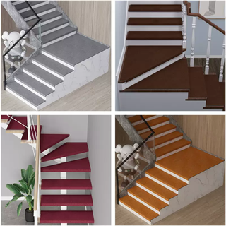 Yusenyi solid wood stair sticky mat bedding strips step glue free self-matting non-slip carpet rotating steps indoor linen solid color custom-made