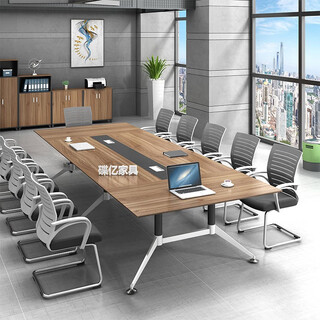 碟亿会议桌长桌大小型简约现代办公桌会议室培训桌椅组合6人8人长条桌 雅典胡桃 定做尺寸
