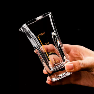 Ying'anmei thickened glass wine dispenser creative with scale two or two small square bottom wine pot wine dispenser soju cup 100ml gold scale 100ml single