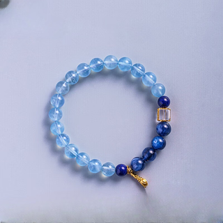 Ningfeng genomanen brazilian aquamarine bracelet guardian goddess blue bracelet chinese valentine's day gift 2025 new bead diameter 8mm