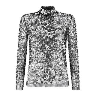 Tom ford (tom ford) women's shirt decorated with slimming sequin mesh party dinner top fashionable silver one size fits all | eu 40 (m)