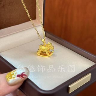 Jun lianglao phoenix 999 ancient sand gold rocking horse necklace for women, national style, retro, versatile, exquisite design, gold color