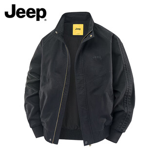 Jeep (jeep) american genuine high-end pure cotton work jacket top men's spring and autumn american handsome heavyweight flight jacket autumn and winter black regular shopping mall same style xl