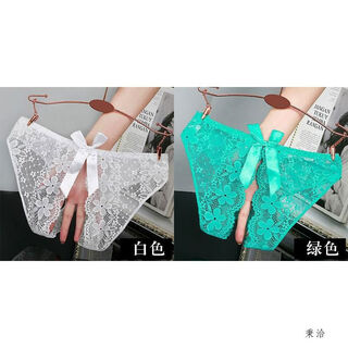 Sexy underwear showing buttocks hollow women's thong pure desire open t pants for women 1525 white + green confidential delivery mm suitable for 80-100jin jin equals 0.5 kg
