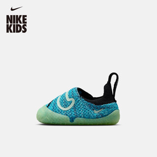 Nike infant and child easy to put on and take off sneakers with velcro for winter for boys and girls fly knitting nike swoosh 1 fb3244 405 baltic blue/black/dark navy 22