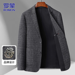 Romon suit men's autumn business slim suit jacket men's professional formal wedding dress black gray 2xl