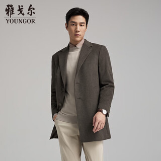 雅戈尔（YOUNGOR） 高端大衣 秋冬季青年男羊毛羊绒羽绒内胆大衣 咖色 180/100A