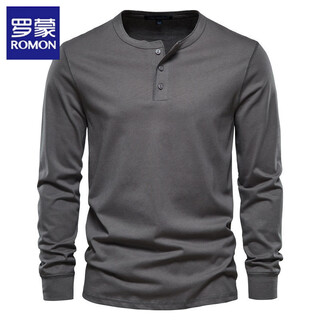 Lomon henry shirt men's long-sleeved t-shirt workwear new american sports sweatshirt spring fashion versatile t-shirt dark gray american sweatshirt m recommendation 90-110jin jin equals 0.5 kg