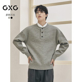 Gxg men's henley collar simple sweater casual commuting sweater light gray gray 175/l