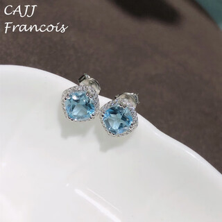 Keshan topaz earrings for women, daily commuting, simple, 925 silver, given as a gift, for self-wear, natural colored gemstones, jewelry and gemstones