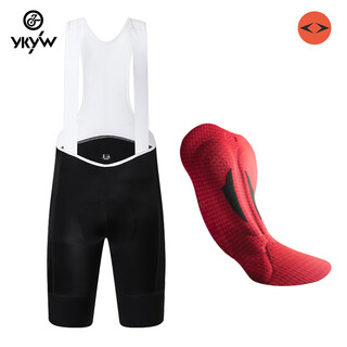 Ykywbike competitive double arrow cycling pants men's summer 200 density bib shorts black white bib xl