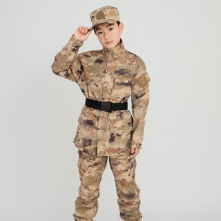 Factory huaxin children's camouflage clothing training suit summer camp physical training suit outdoor military training suit physical training suit + hat belt accessories 110 codes