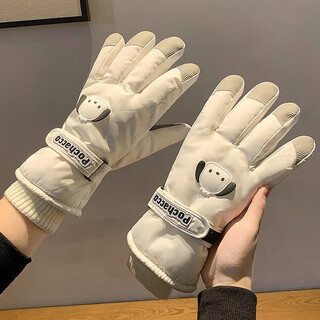 Xinnan ski gloves for women winter cute cartoon warm touch screen outdoor cycling windproof and cold velvet thickened gloves puppy velvet cartoon ski cycling gloves with random letters