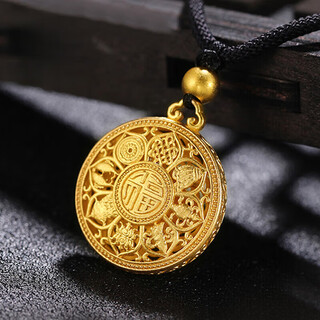 Chow tai fook eight treasures compass gold pendant ancient method pure gold 999 hollow lotus clavicle necklace with fu characters for birthday gift to my girlfriend eight treasures pure gold compass free s925 necklace
