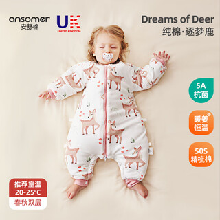 Anshu cotton anshu cotton baby sleeping bag spring, autumn and winter constant temperature split-leg children's anti-kick quilt baby sleeping bag four seasons spring autumn & double layer 20-25 c snowman rabbit m size suitable for height 80-90cm recommended 1.5-2.5