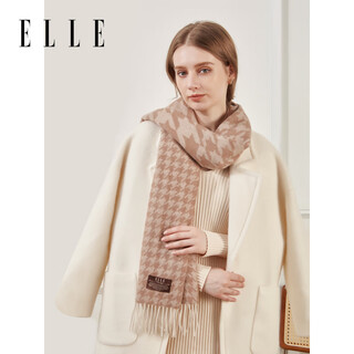 Elle 100% sheep wool scarf for women winter warm gift box fashion houndstooth jacquard scarf shawl