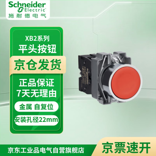 Schneider electric xb2b series metal button flat reset button with a normally closed point red xb2ba42c