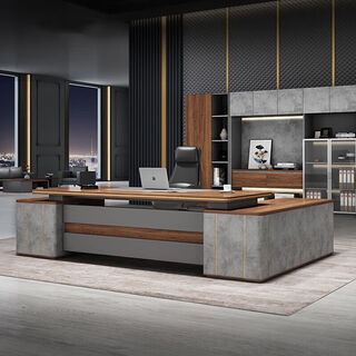 Boss desk light luxury executive desk office president desk manager desk simple modern office desk and chair combination 2.2 meters boss table left side cabinet