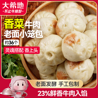 Dahidi cilantro beef old noodle xiao long bao 900g, about 36 pieces, shengzhou style fermented old noodles, beef cubes, not meat puree