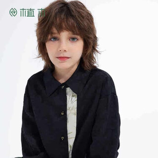 Ueki children's clothing new chinese style boys' chinese style shirt girls spring and autumn shirt black 140
