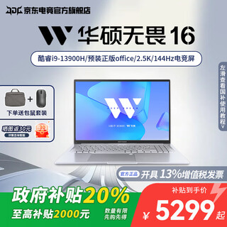 华硕（ASUS）无畏16 酷睿版 政府补贴20% 16英寸轻薄便携高性能商务办公学习笔记本电脑 RA 星辰银/i9-13900H 24G 1T