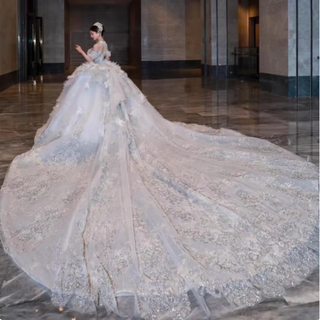 Shandongshaonv wedding dress bride main yarn 2025 one shoulder wedding dress bride 2025 new main yarn high quality heavy industry blue tail 2xl