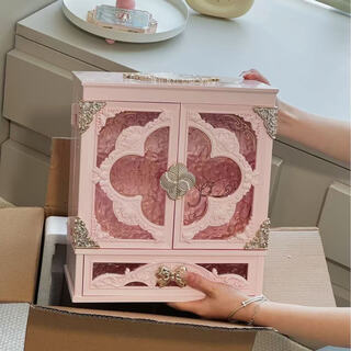 Every encounter (meiyu) every encounter die lianhua makeup set large gift box cosmetics full set beauty gift for girlfriend on valentine's day pink storage cabinet - with led three-color light (ghostwriting greeting card - message required)