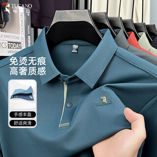 Woodpecker (tucano) long-sleeved t-shirt men's spring and autumn seamless polo shirt middle-aged lapel business casual bottoming top men's clothing