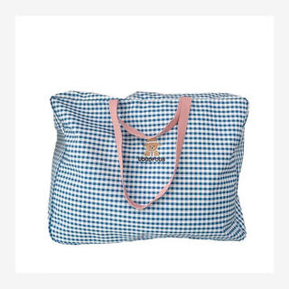 Shijanu kindergarten quilt storage bag baby clothes luggage bag portable blue plaid bear thickened upgraded version 58 width * 22.5 height * 43.5 thick cm