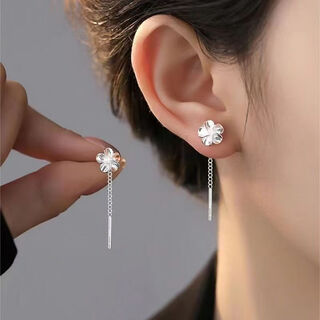 Pupan lao phoenix pure silver 9999 gardenia tassel earrings for women anti-allergic ear piercing simple sweet long earrings sterling silver orange flower ear wire lao fengxiang same style 3.05g with original gift box + certificate