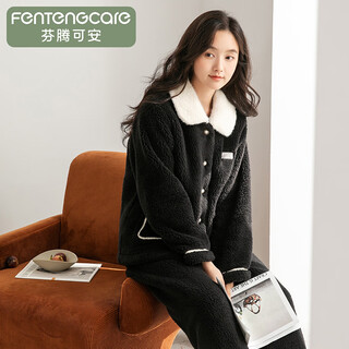 Fenton kean pajamas for women anti-static double-sided velvet autumn and winter coral velvet thickened lapel long-sleeved home wear set