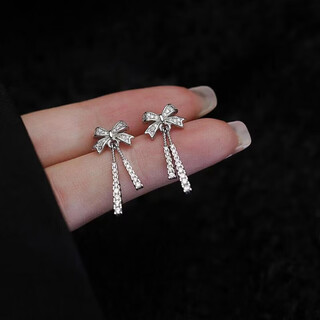 Pt950 platinum earrings bow earrings women 2025 new style platinum earrings earrings chow tai fook platinum full diamond bow earrings