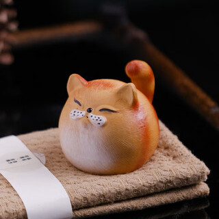 Jiangmingtang yixing original mineral purple sand tea pet cute cute cat little yellow chicken sculpture creative clay painting ornaments tea play little cute cat little orange cat