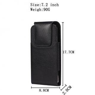 Cool clip mobile phone waist bag vertical magnetic buckle hanging waist sports pants wear belt iron clip universal leather case vertical large screen size 7.09-7.2 inches suitable for extra large size