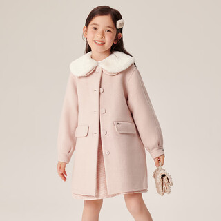 PawinPaw卡通小熊童装女童防风甜美毛呢外套大衣PCJWE4T21M 粉色 130