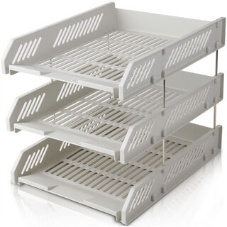 Deli 9209 file holder, freely disassembled and assembled three-layer file tray (light gray) 1 piece