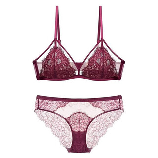 Victoria's secret sexy underwear women's small breasts gather up to show bigger wedding year red bra set burgundy s