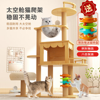 Tang mijiji bold large cat climbing frame cat nest cat tree integrated space capsule cat shelf small apartment does not occupy an area sisal cat toys upgrade first class - thick hemp rope scratching post + free toys