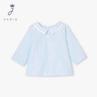 Jacadi french girls blue and white striped shirt 25 autumn new pure cotton type a t-shirt 2043514 blue and white 162 81 /18m