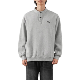 Omzm340g heavy baseball collar sweatshirt men's spring and autumn loose retro embroidered henley shirt piqué cotton long sleeve jacket floral gray l_(130-150jin jin equals 0.5kg)