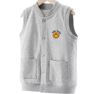 G.duckkids pure cotton children's vest spring and autumn boys' vest 2025 new cartoon simple vest boy baby vest jacket gray a spring and autumn single piece 150 cm height 141-150cm
