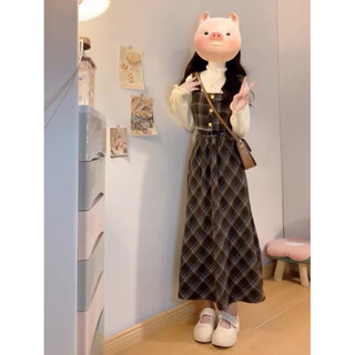 Xiao yu (xiaoyu) 2025 spring, autumn and winter new women's suit long-sleeved suspender dress small light luxury high-end clothes three-piece set knitted base + vest + skirt m 95-105jin jin is equal to 0.5 kg