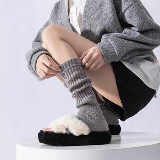 Special socks for women in autumn and winter knitted foot socks ankola red pile warm y2k hot girl versatile white calf cover light gray one size