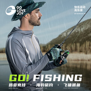Golovejoy gloves for fishing special non-slip warm luya travel fishing breathable fingerless wild fishing sweat-absorbent gloves winter dark night black l