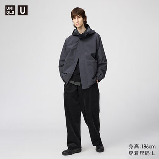 Uniqlo cooperation model/men's and women's corduroy overalls/casual pants 25 autumn and winter new style 479822 09 black l /175/88a