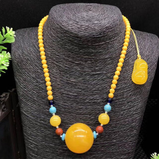 Ruoximeng original beeswax new style chicken oil yellow honey large size 30mm round bead clavicle chain necklace beeswax pendant new style chicken oil yellow honey large size 30mm original beeswax