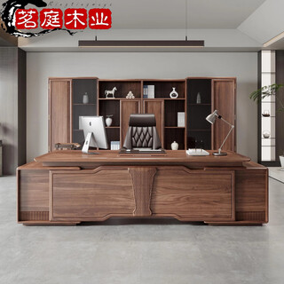 New chinese style office desk solid wood boss table ebony wood executive desk modern light luxury general manager room decorative cabinet combination 2.2 meters boss table gabon ebony wood