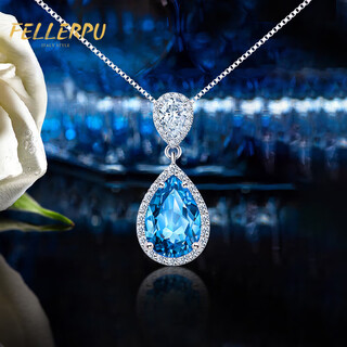 Felop necklace women's topaz silver gemstone pendant brilliant anniversary birthday birthday valentine's day gift for girlfriend and wife 3 carat topaz pendant